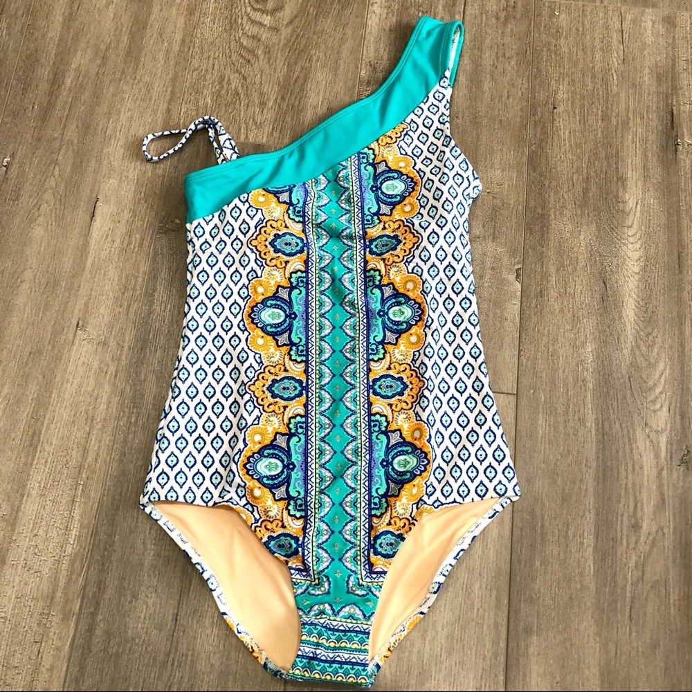 NWT- CABANA LIFE Jeweled Scarf Print Swimsuit